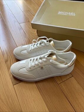 New in box white and gold authentic Michael Kors sneakers
